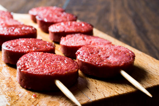 Turkish Sausage on Skewers / Sucuk. Traditional Food.